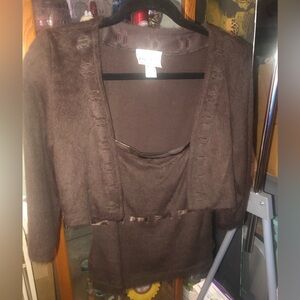 Brown tank and cardigan sweater set